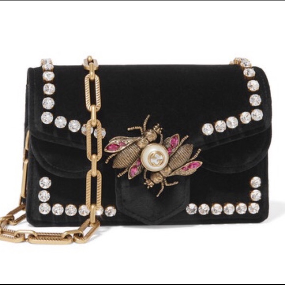 Gucci broadway velvet bee bag